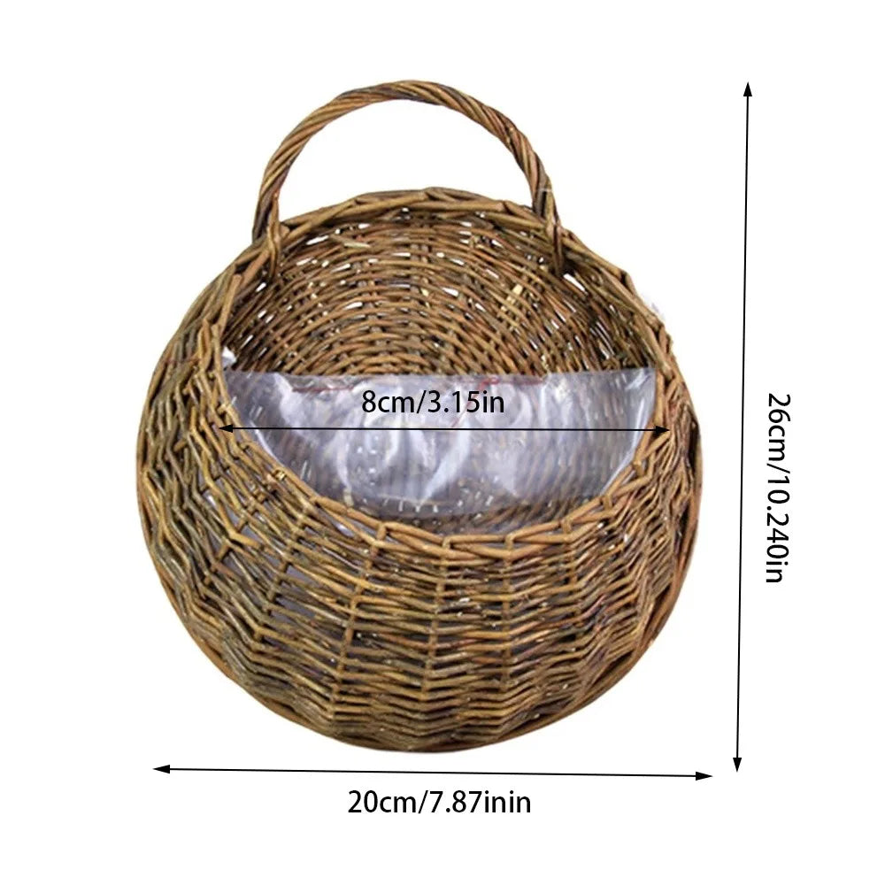 Handmade Wicker Hanging Flower Basket | Wall Planter