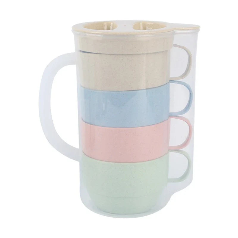 4-Pc Wheat Straw Drinking Cup & Kettle Set | Eco Picnic