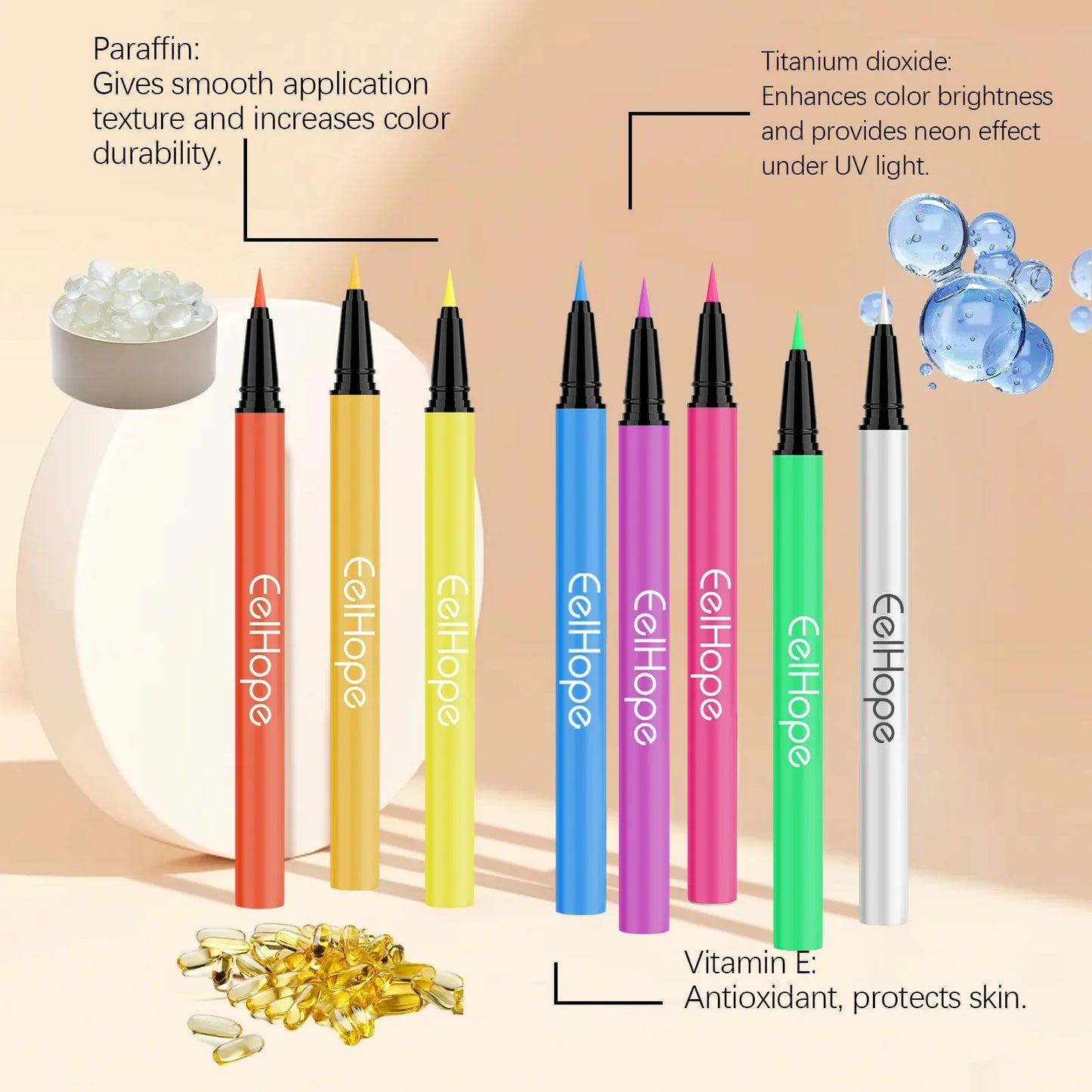Eelhope 8-Color Neon UV Liquid Eyeliner – Waterproof, Long Lasting