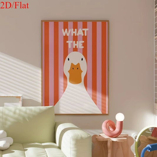 Pink & Orange Duck Canvas Wall Art Print | Modern Home Decor Canvas Wall Art Peaceful Pleasures Health and Wellness G4719 50x70cm Unframed