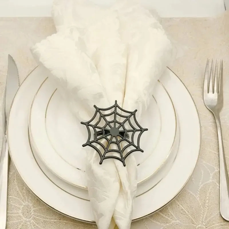 Halloween Spider Web Napkin Rings | Black Table Décor 1–50 PCS