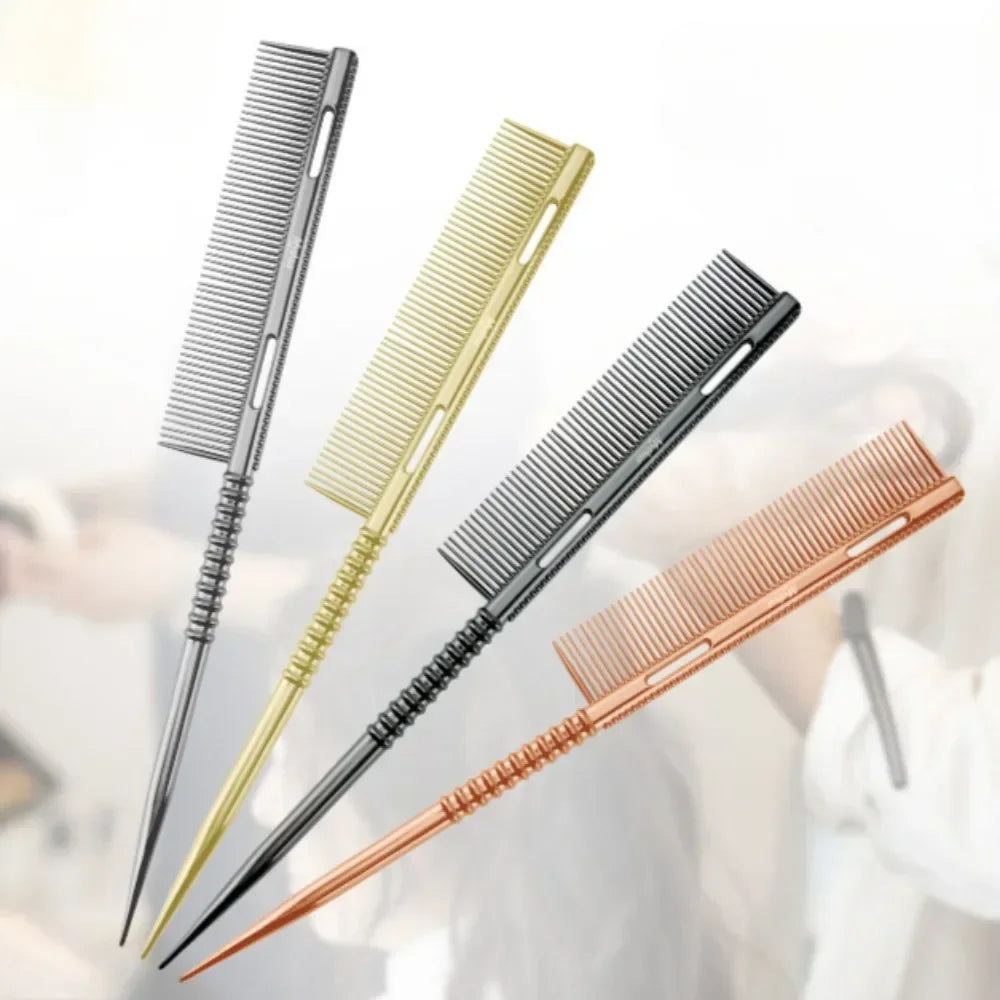 Aluminium Rat Tail Fine Tooth Comb | Barber Salon Styling