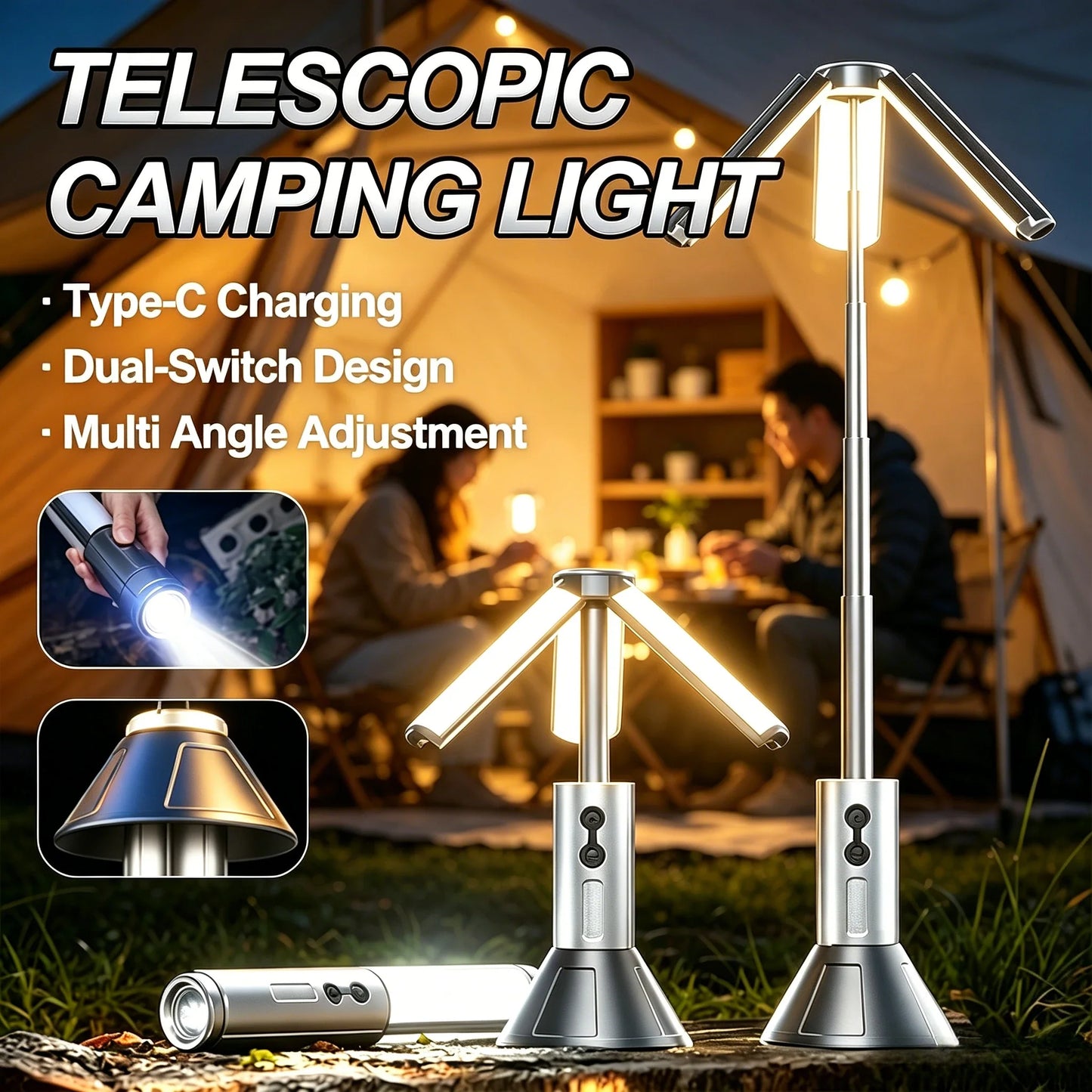 2-in-1 LED Camping Lantern & Zoom Flashlight | Rechargeable