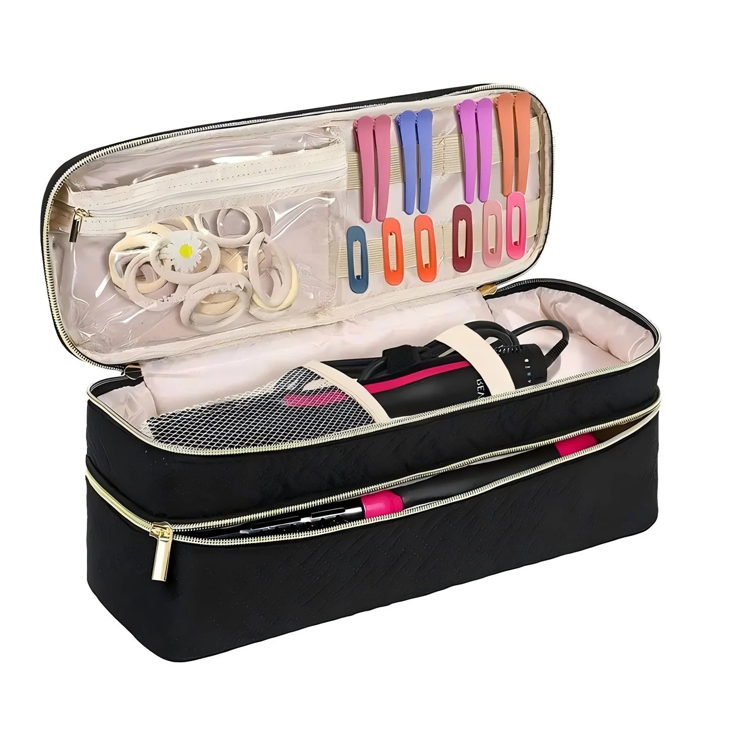Double-layer travel all-in-one hair dryer storage bag curling wand organizer bag Peaceful Pleasures Health and Wellness 1