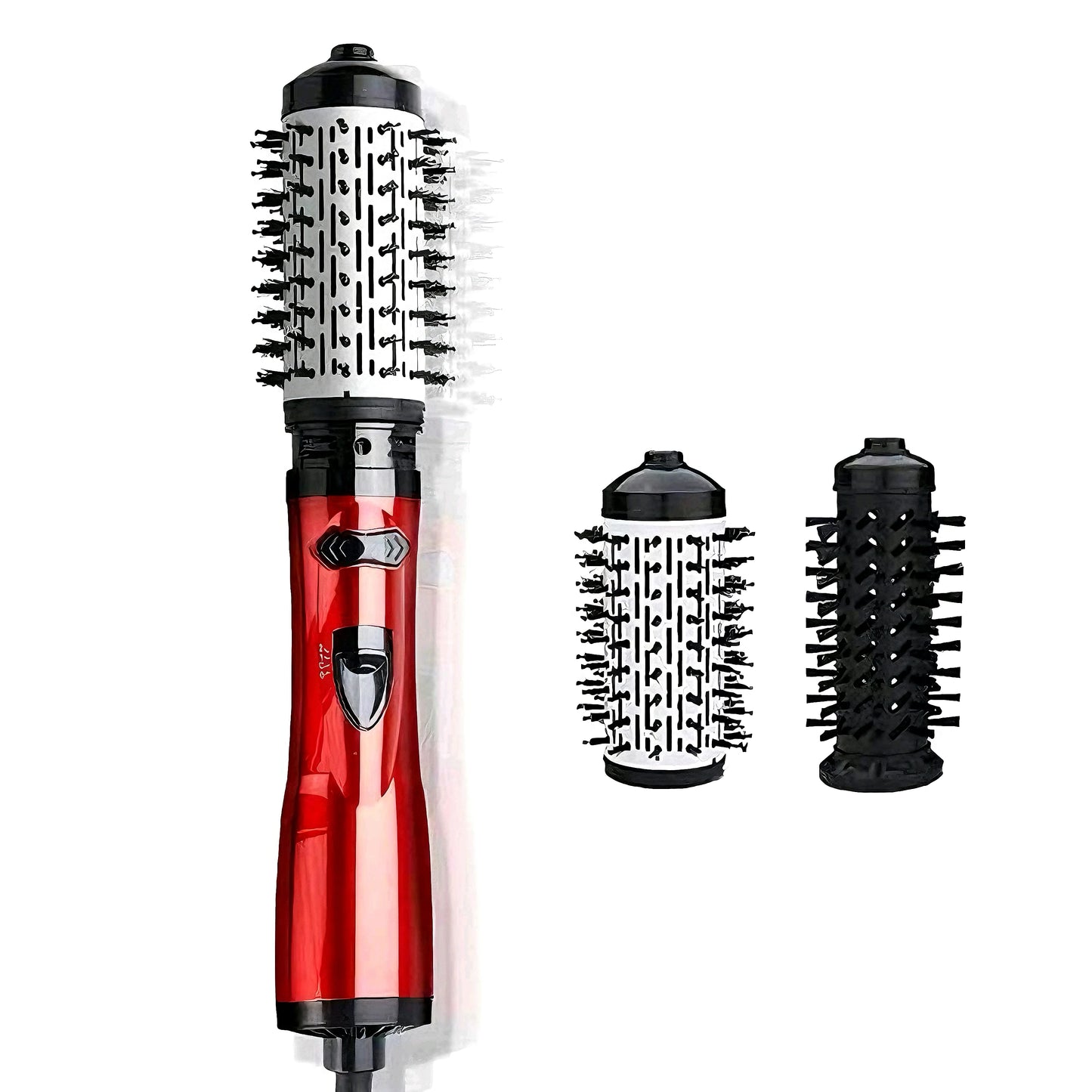 Hair Dryer Brush One Step Hot Air Styler Automatic Rotating Anti-Scald Constant Temperature Straight Curling Iron for Home Use Peaceful Pleasures Health and Wellness Red EU