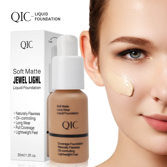 QIC Matte Liquid Foundation – Waterproof, Oil-Control, 5 Shades Liquid Foundation Oasis Select