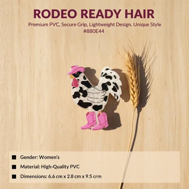 Western Cowboy Punk Rooster Acrylic Hair Claw Clip for Women
