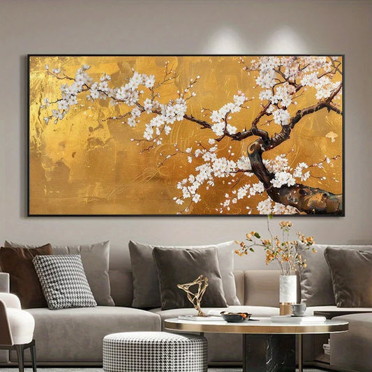 2D Flat, Frameless Canvas Modern Abstract Cherry Blossom Canvas Wall Art, Living Room, Bedroom Modern Home Decor Poster Peaceful Pleasures Health and Wellness 100x200cm No Frame ZLH10465