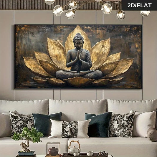 1pc Unframed Modern for Lotus Buddha Statue Canvas Wall Art High Quality Print Large Size Canvas Painting Meditation Room Accent Peaceful Pleasures Health and Wellness ZLH7175 40x80cm No Frame