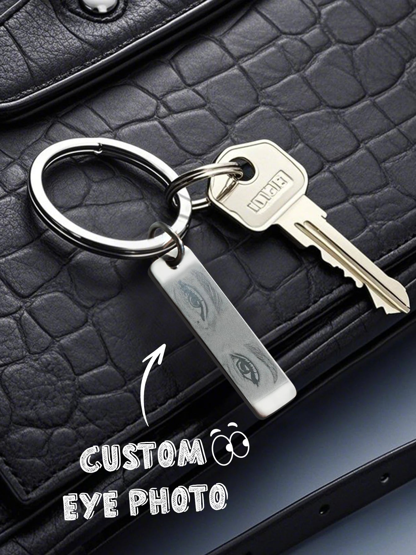 Custom Eyes Keychain Personalized Photo Text Keyring for Couples Birthday Anniversary Christmas Gift for Men Women Friends Peaceful Pleasures Health and Wellness
