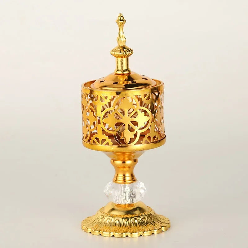 Creative Hollow tower incense burner Arabic style Incense Burner For Home Hotel Decoration Golden Metal bakhoor Incense Holder Peaceful Pleasures Health and Wellness C