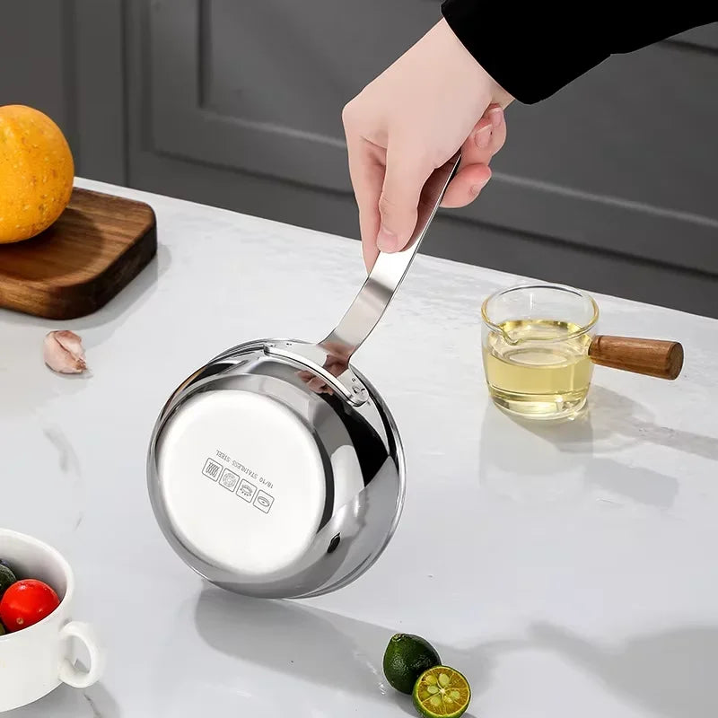 Stainless Steel Oil Pot 12cm Egg Frying Pan Mini Soup Milk Pot Cooking Saucepan Scalding-proof Kitchen Tool Cookware Accessories Peaceful Pleasures Health and Wellness