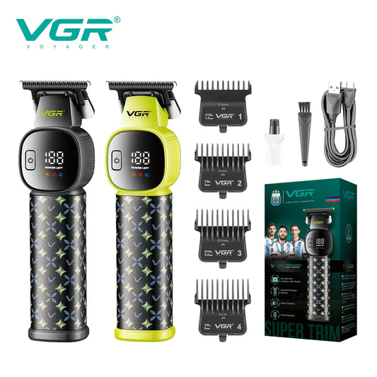 VGR new hair clipper LED intelligent digital USB hair trimmer ceramic stainless steel blade professional electric push V-185 Peaceful Pleasures Health and Wellness