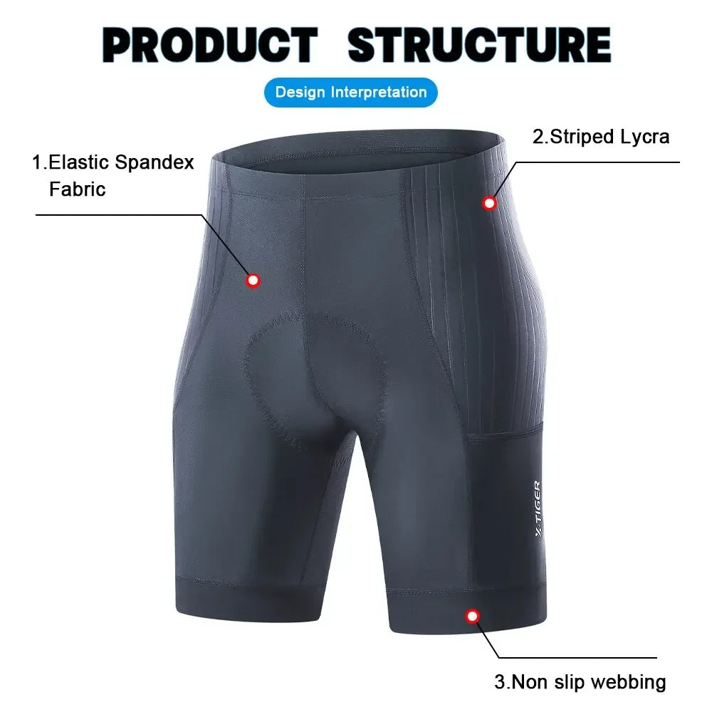 X-TIGER Men's Padded Cycling Shorts | MTB & Road Bike