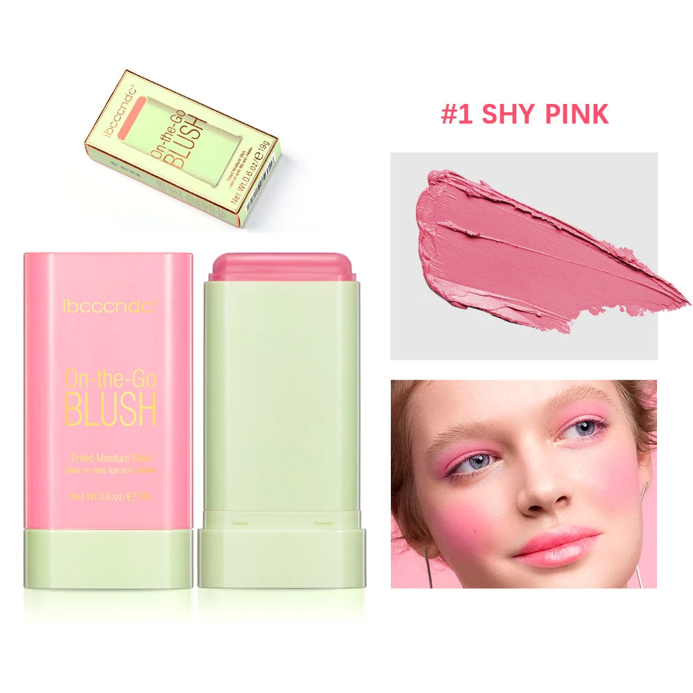 Long Lasting Non-Fading Silky Smooth Cream Blush for Cheeks1 Piece Lips Eyes Christmas Gift Smudge-Proof Multi-Use Blush Stick Peaceful Pleasures Health and Wellness pink 1