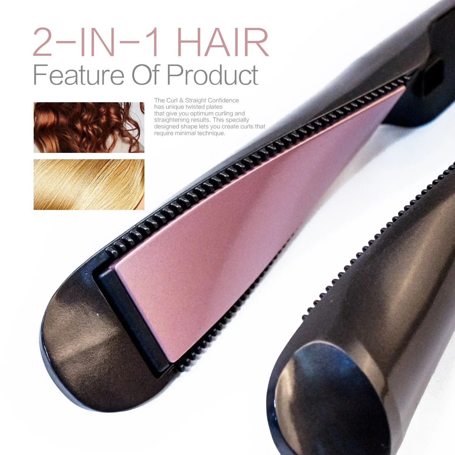 2 In 1 Pro Twist Hair Straightener And Curler Spiral Wave Curling Gold Titanium Flat Iron Straightening Curling Styling Tool Peaceful Pleasures Health and Wellness