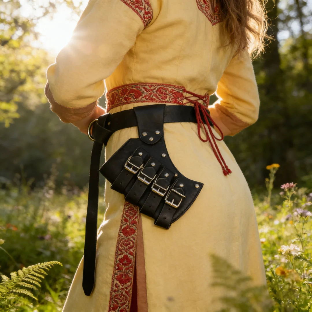 Women Skirt Hikes Waistband Accessory Medieval Metal O Ring Sword