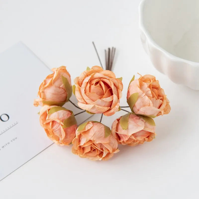 Silk Tea Rose Artificial Flower Bouquet for Wedding & Home Decor