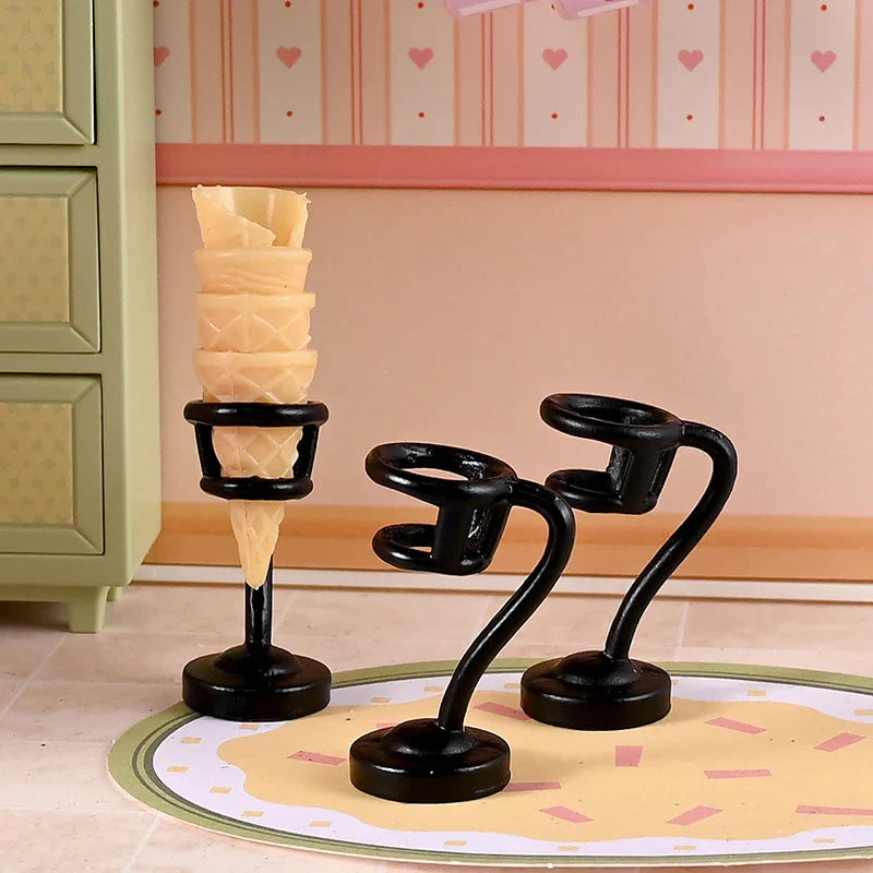 Dollhouse Miniature Ice Cream Stand & Cone Holder 1:12 Scale