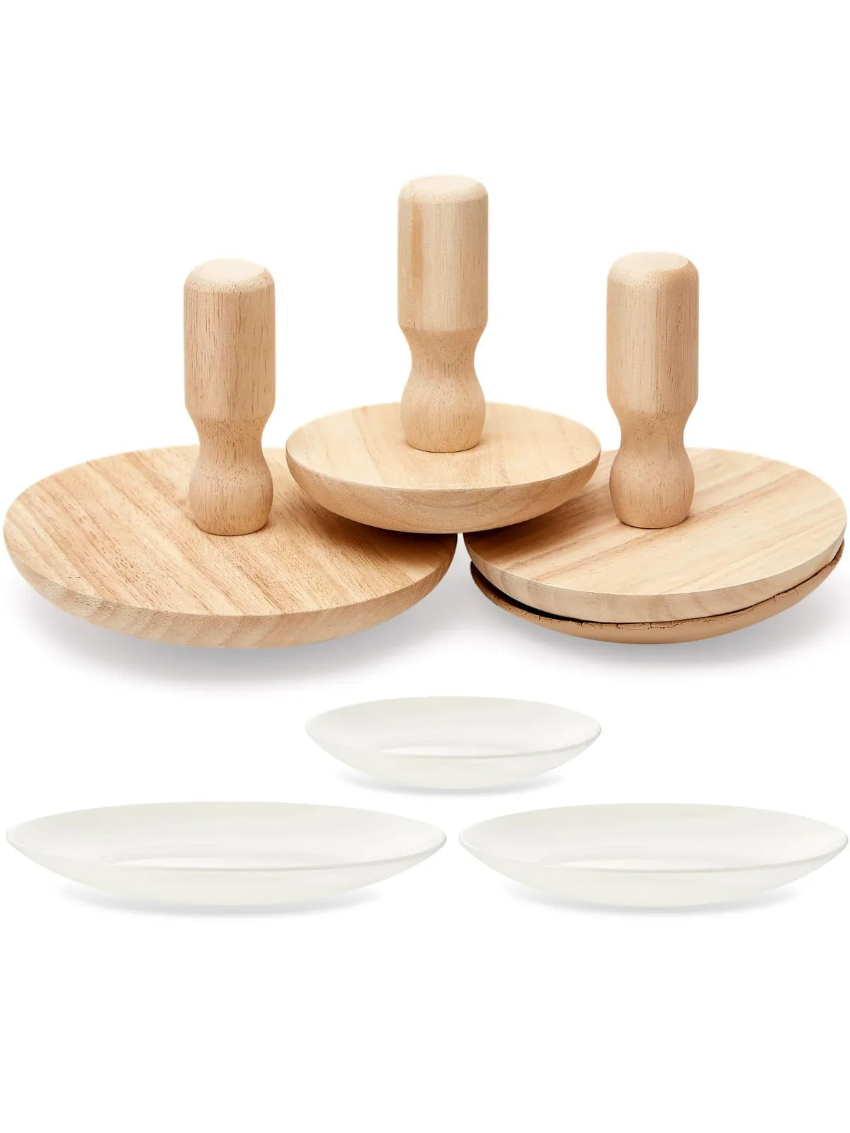 4.5/5.5/6.5 Inch Pottery Mold WIth Round Clay Throwing Cloth Plaster Molds Wood Pottery Tools for Dish Bowl Slump Press Mold Peaceful Pleasures Health and Wellness Default Title