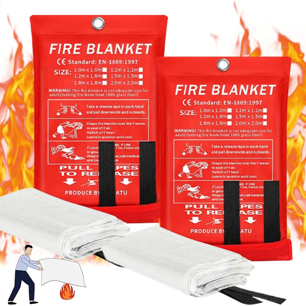 Fire Blanket 1/1.2/2M Easy & Quick Unfolding Fire Blanket Lightweight Emergency Fire Blanket for Home Kitchen Garage Office Peaceful Pleasures Health and Wellness