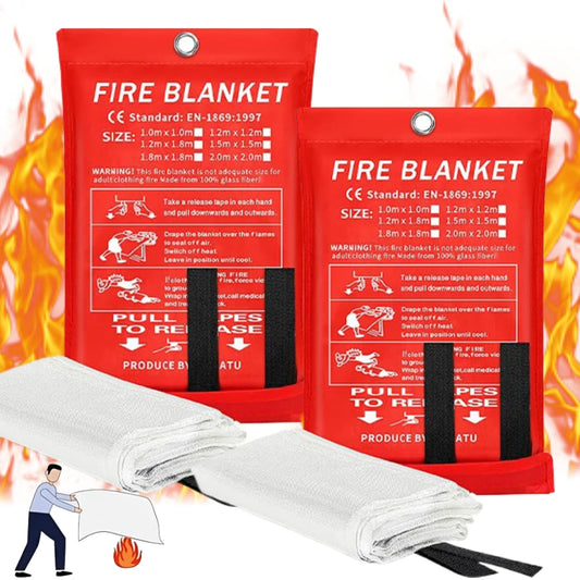 Fire Blanket 1/1.2/2M Easy & Quick Unfolding Fire Blanket Lightweight Emergency Fire Blanket for Home Kitchen Garage Office Peaceful Pleasures Health and Wellness