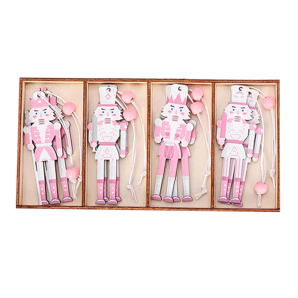 Wooden Nutcracker Christmas Ornaments | 8-Pack DIY Pendants
