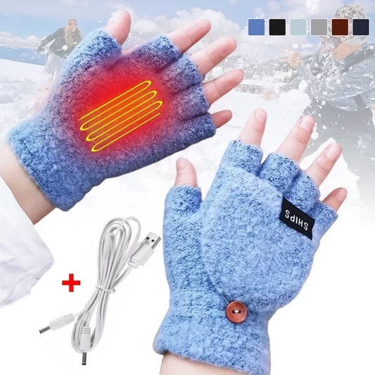 Winter Electric Heating Gloves Hand Warmer Gloves Heater Rechargeable USB Reusable Laptop Suitable for Sports Skiing Warm Gloves Peaceful Pleasures Health and Wellness