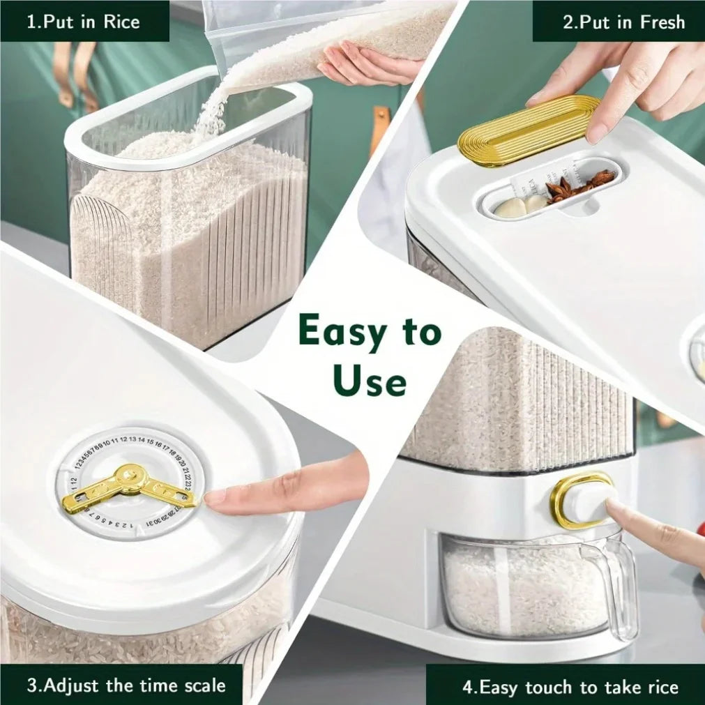 Rice Dispenser 5kg/10kg | Pantry Storage Container & Measuring Cup