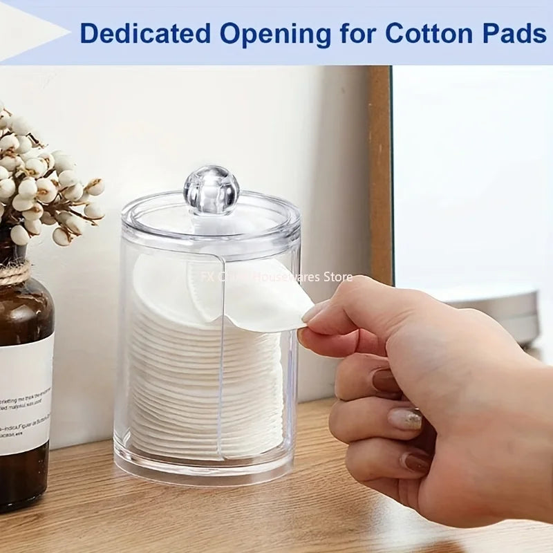 1/2 Pcs Makeup Organizer Round Clear Acrylic Makeup Organizer Makeup Cotton Pad Swab Holder Cotton Pad Organizer Box Makeup Pads Peaceful Pleasures Health and Wellness