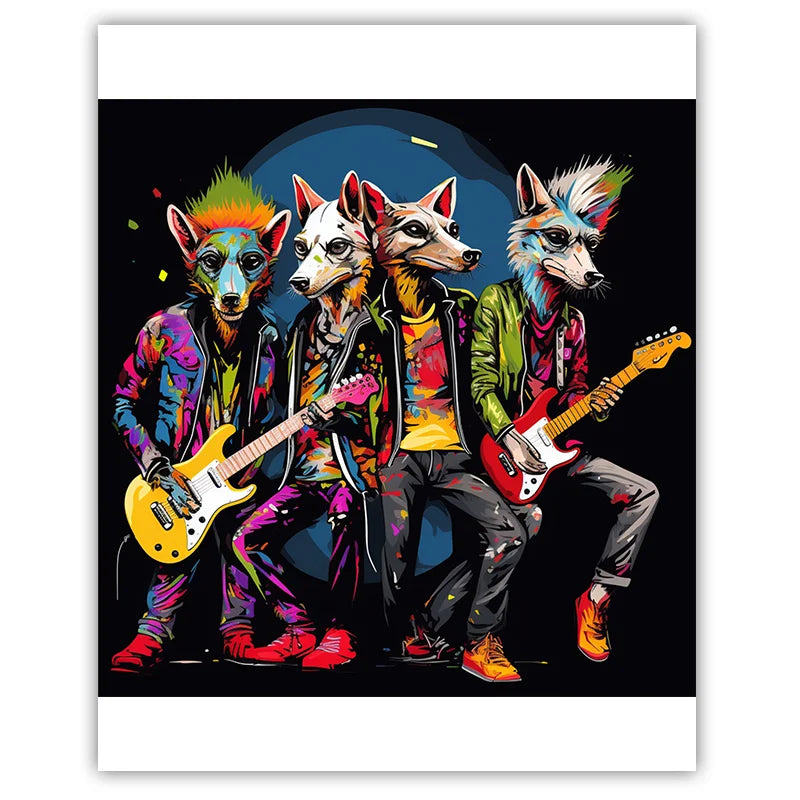 Cartoon Animal Band Canvas Wall Art | Western Style Decor Canvas Wall Art Peaceful Pleasures Health and Wellness 08 15x20cm No Frame China Mainland