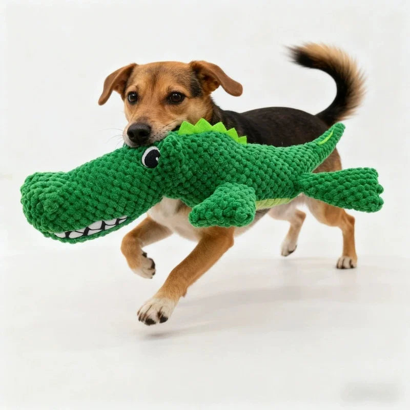 Squeaky Dinosaur Plush Dog Toy – Durable for All Dog Sizes