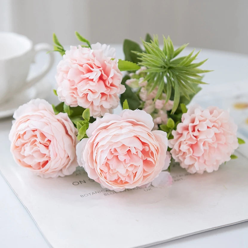 Artificial Silk Peony Chrysanthemum Bouquet | Wedding & Home Decor