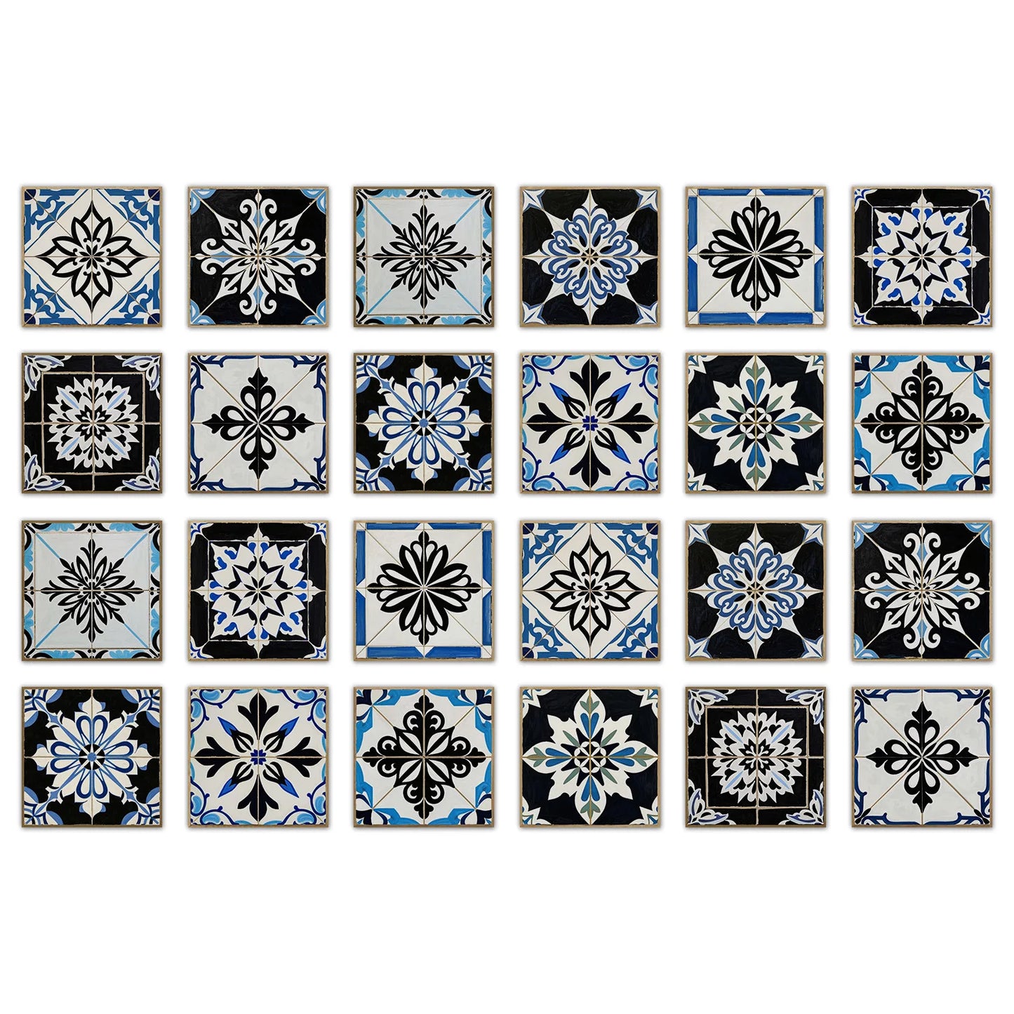 24 pieces European style flower tiles wall stickers Self-adhesive kitchen bathroom decorative ceramic tiles stickers glossy crys Peaceful Pleasures Health and Wellness NHZ46 20X20cm 24PCS
