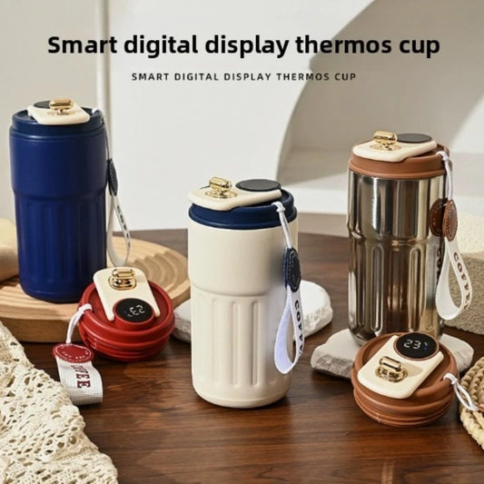 Exquisite stainless steel office insulated cup with drawstring, portable smart coffee cup, car cup, large capacity outdoor cup Peaceful Pleasures Health and Wellness