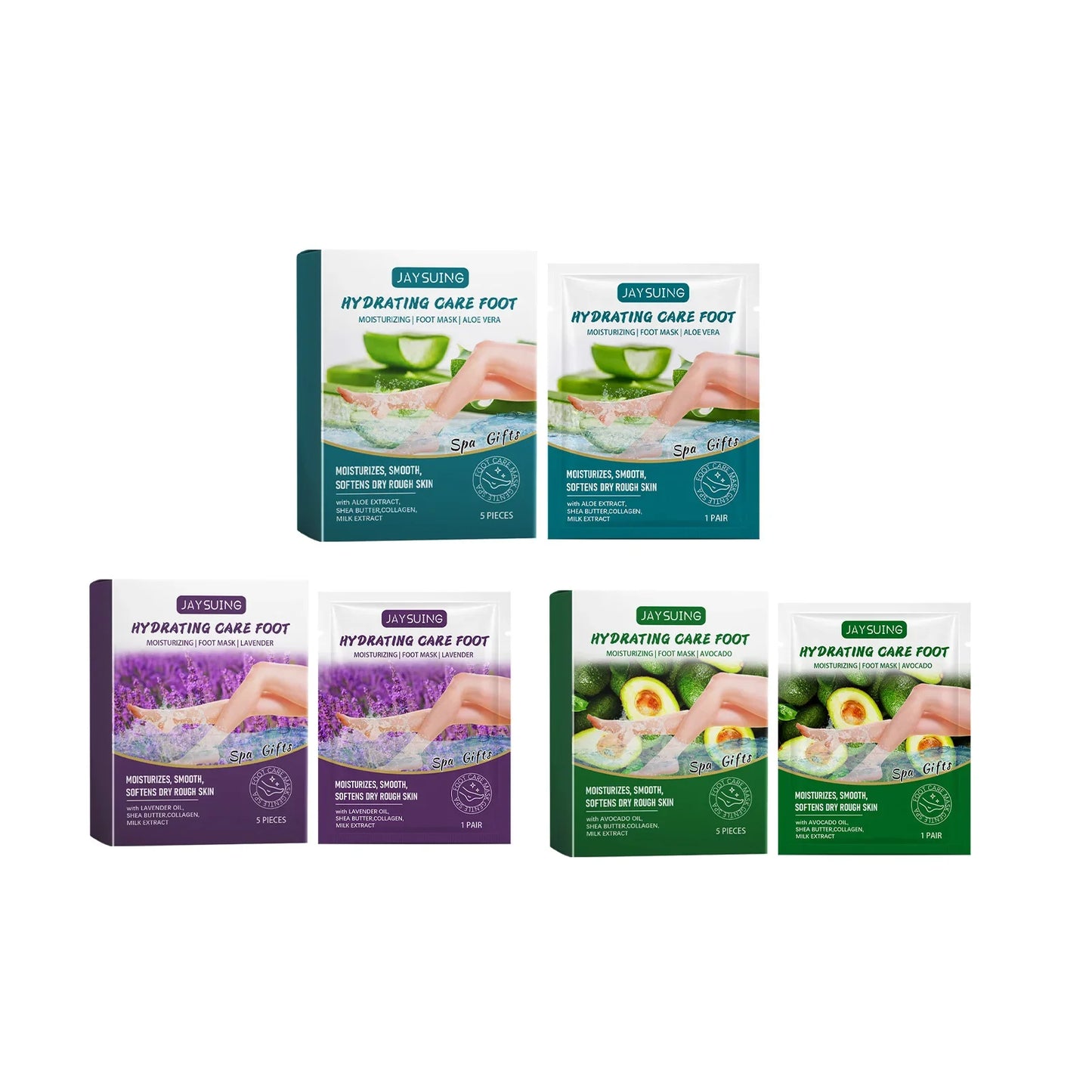 Jaysuing Exfoliating Foot Mask 5-Pack – Dead Skin & Callus Remover