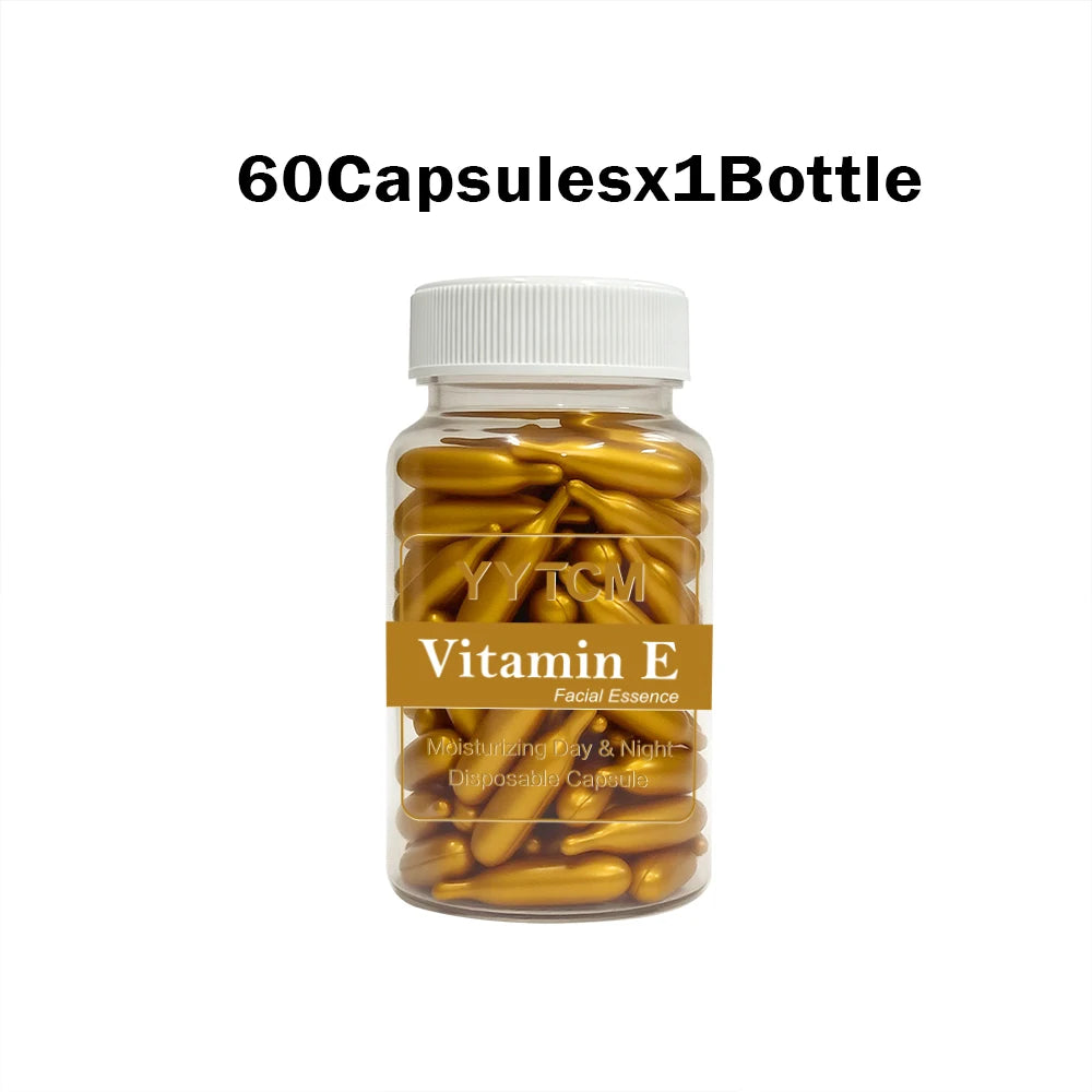 Vitamin E Serum Capsules, Single-Use Essence Capsules, Hydrating and Moisturizing Facial Skin 90 Capsules/Bottle - 1 Bottle Peaceful Pleasures Health and Wellness 1bottle 60capsules