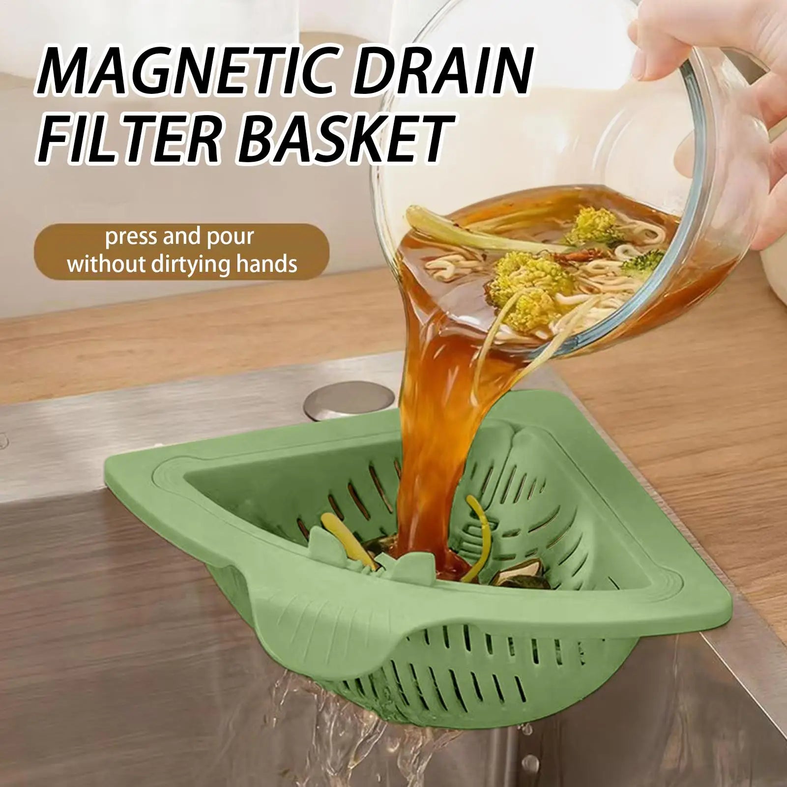 new Magnetic Silicone Sink Corner Rack Drain Strainer Basket For Kitchen, Storage For Trash Food Waste Fruits Vegetables Peaceful Pleasures Health and Wellness