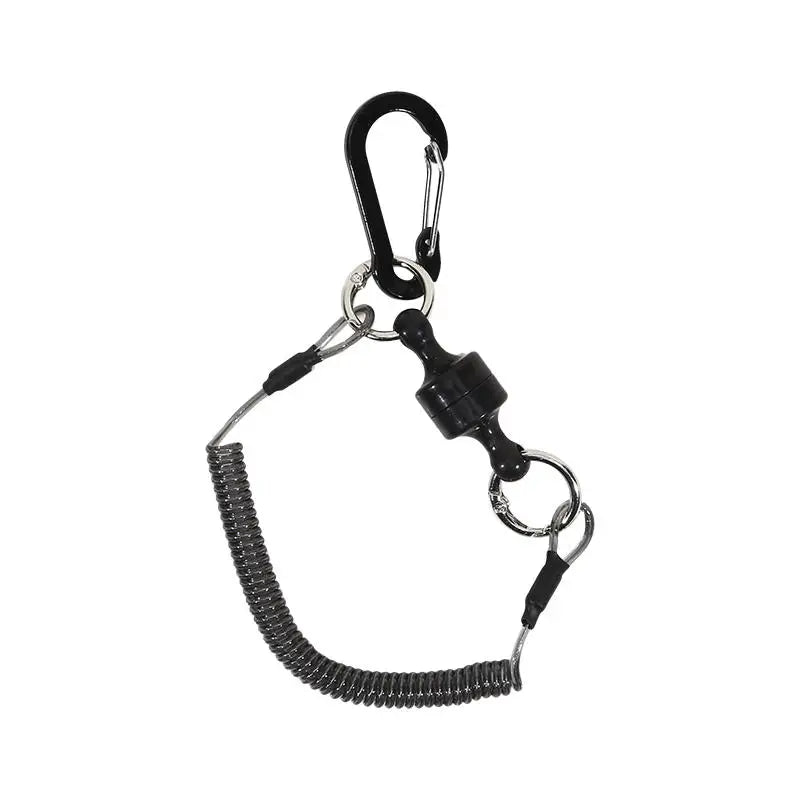 Retractable Coil Tether with Magnetic Buckle Clip Auto-Release High Elasticity Spring Cord Anti-Loss Safety for Keys Tools Peaceful Pleasures Health and Wellness black