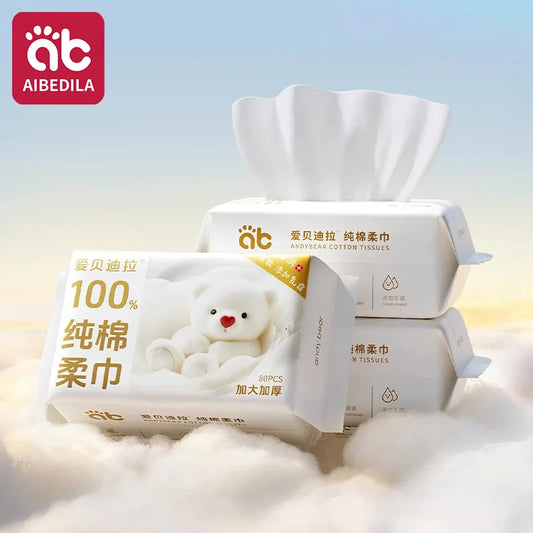 AIBEDILA Baby Cotton Dry Wipes – Unscented & Hypoallergenic Baby Cotton Wipes Peaceful Pleasures Health and Wellness