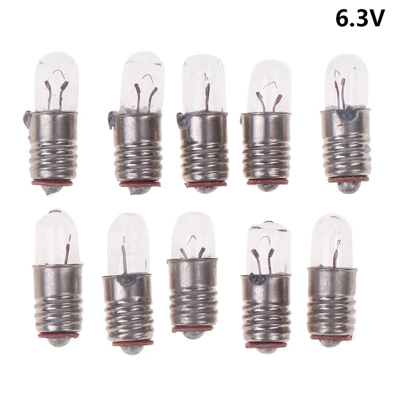 10Pcs/Lot Mini Indicator Light Bulb E5 Screw Mouth Miniature Lamp Light Bulb 6.3V 12V 24V 0.1A Small Bulb Signal Lamp Bead Peaceful Pleasures Health and Wellness 6.3V