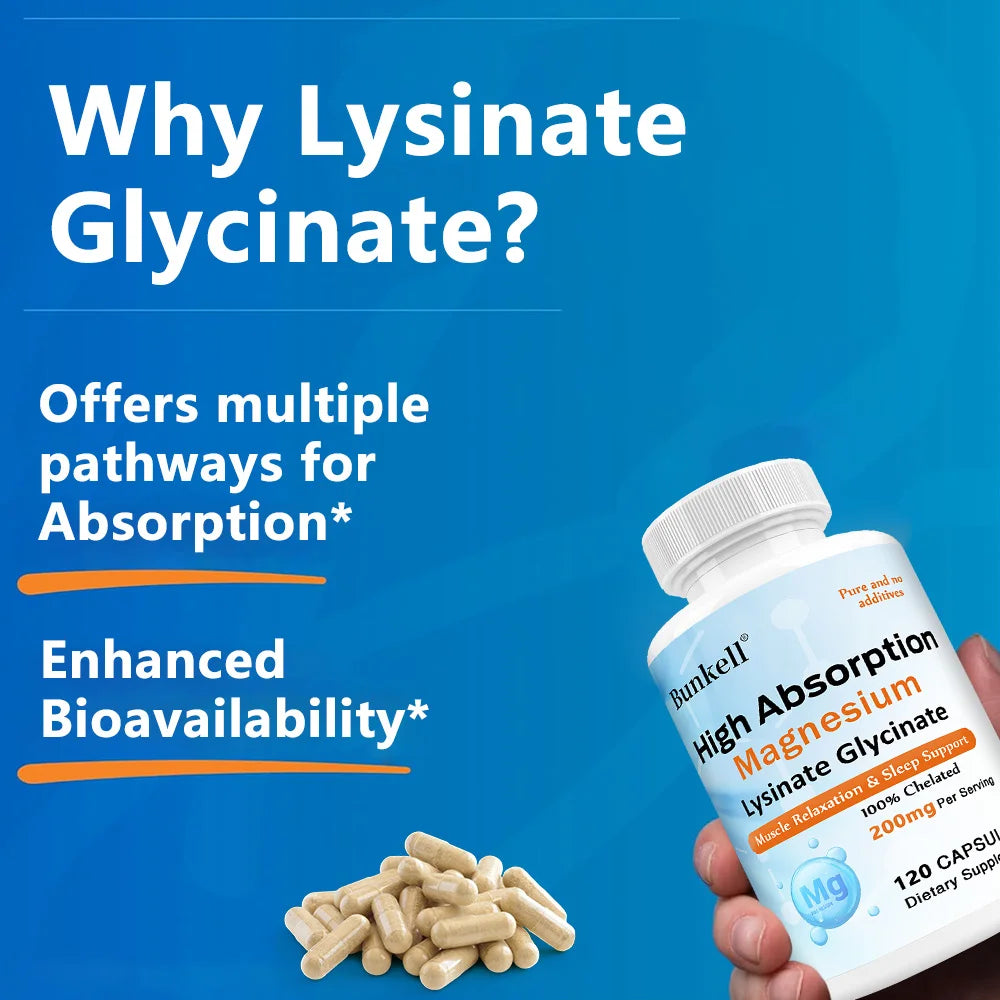 Magnesium Lysine Glycinate Chelate 200mg - High Absorption Chelated Magnesium, Muscle Relaxation, Sleep Stress & Anxiety Support Peaceful Pleasures Health and Wellness