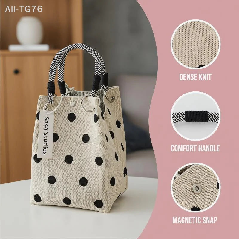 Cute Knitted Handbag with 3D Magnetic Snap | Women's Clutch