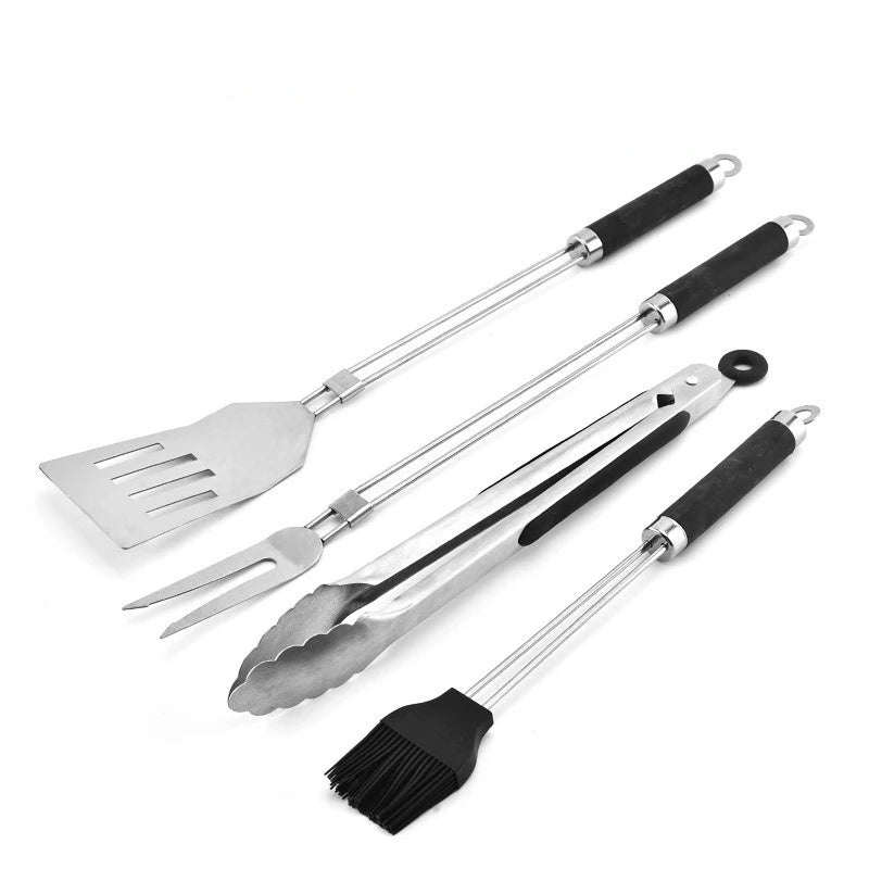 4-Piece Stainless Steel BBQ Tool Set with Oxford Carry Bag | Outdoor Grilling & Camping Accessories Kit