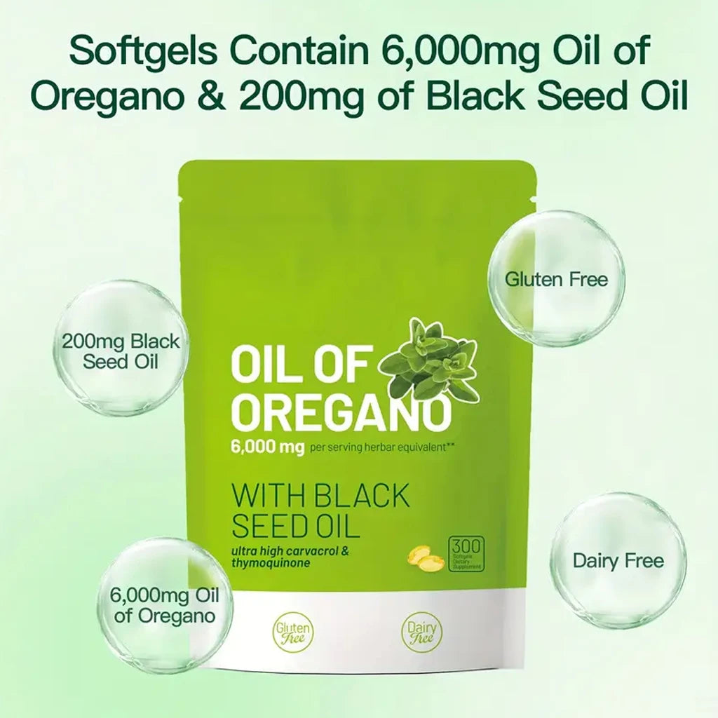 Oil of Oregano & Black Seed Oil Capsules – 300 Count Peaceful Pleasures Health and Wellness