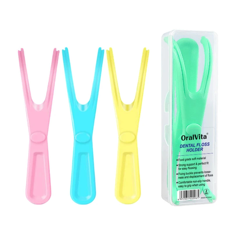 1/2Pcs Reusable Pick Holder Y Shape Plastic Dental Floss Rack Teeth Clean Care Tool Without Dental Floss Oral Hygiene Toothpick Peaceful Pleasures Health and Wellness