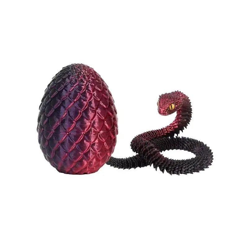 3D Printed Snake with Egg Figurine | 30cm Realistic Desk Ornament