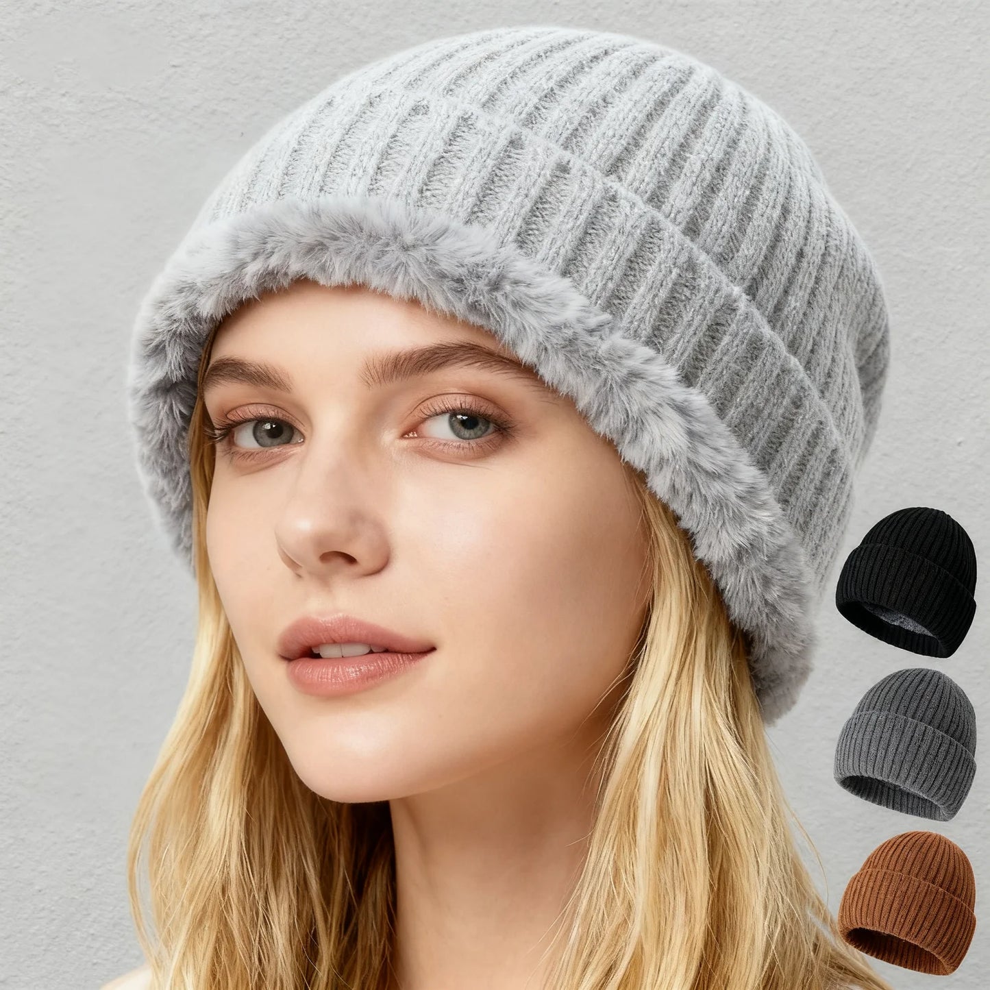 Women's Korean Knit Beanie – Soft Elastic Dome Cap