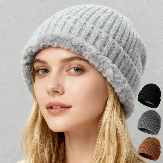 Women's Korean Knit Beanie – Soft Elastic Dome Cap Knit Beanie Hat Peaceful Pleasures Health and Wellness