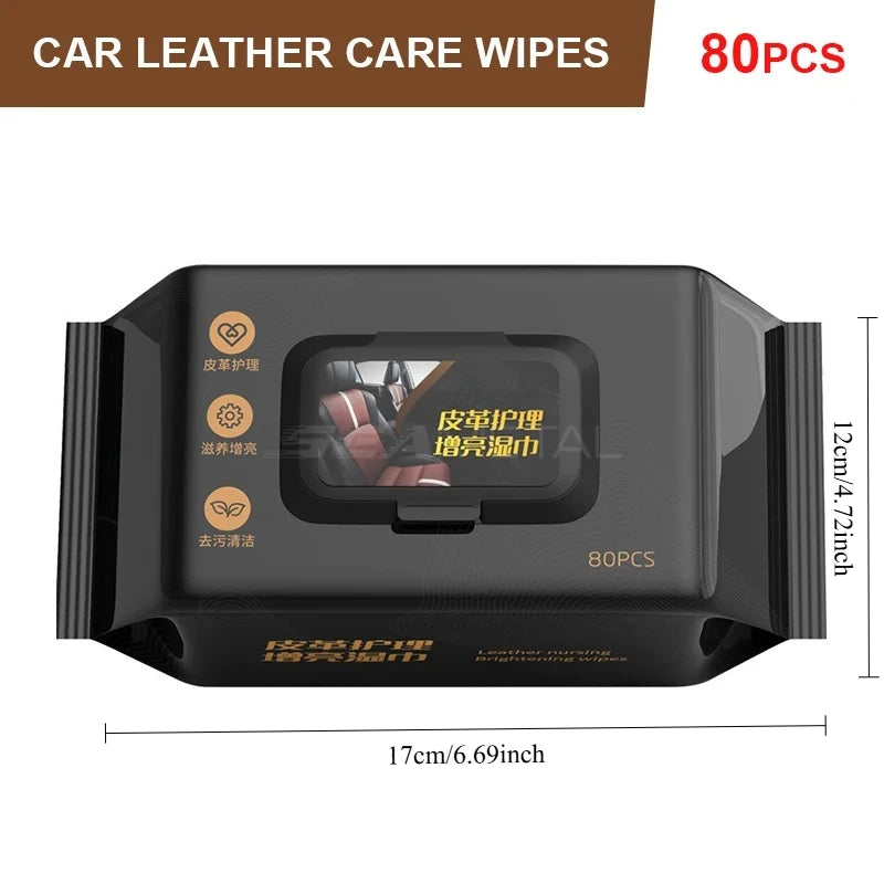 80-Pack Car Interior Leather Cleaning & Brightening Wipes